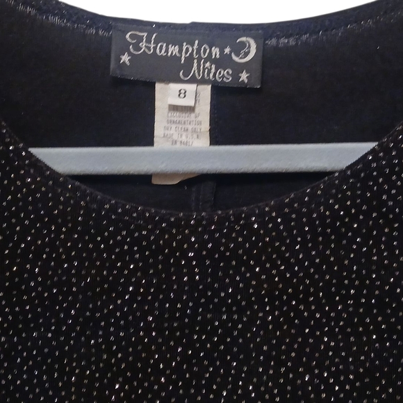 Hampton Nites - Black Mini Dress W/ Sparkles Through Out , Short Sleeve, Size 8 - Picture 3 of 11